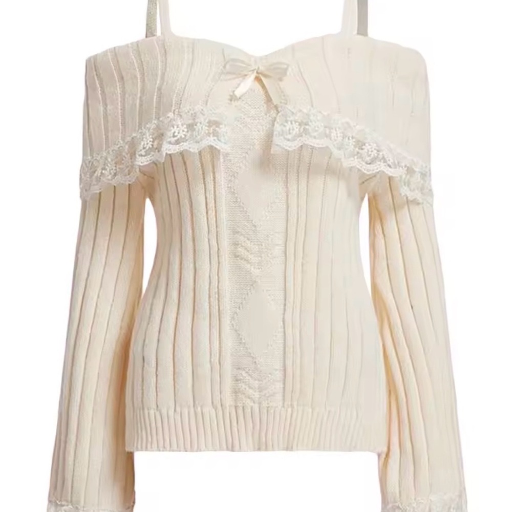 Elegant Cream Off-Shoulder Sweater